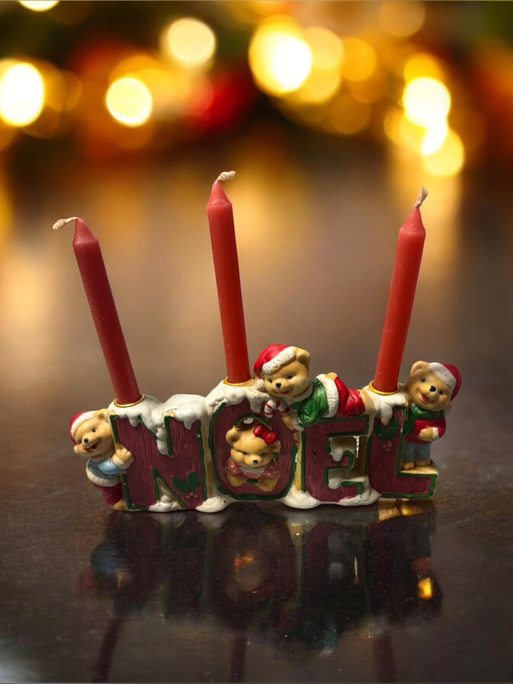 Vintage Nobel Hall Noel Bear Novelty Christmas Candle In Box